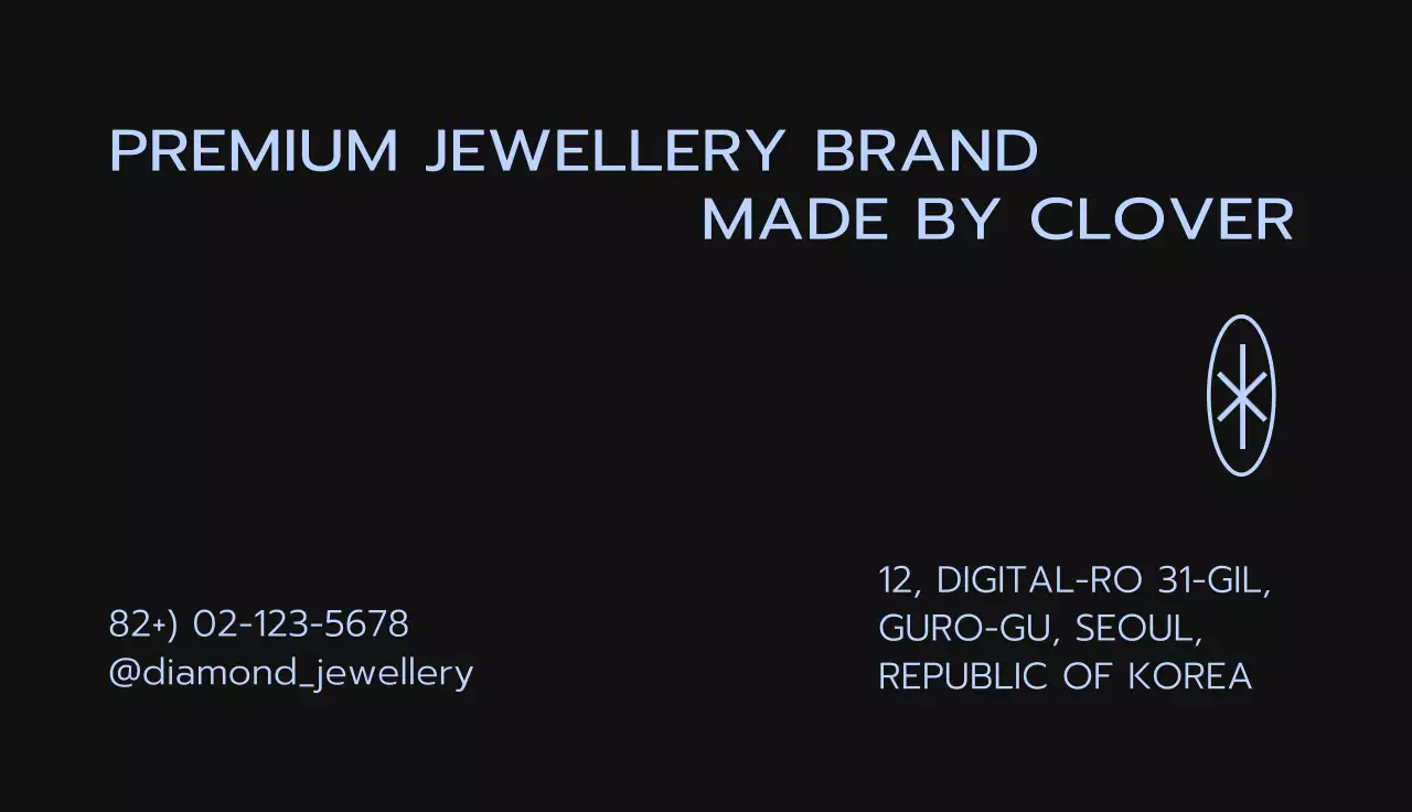 하늘색과 검정색의 모던한 주얼리 브랜드 명함