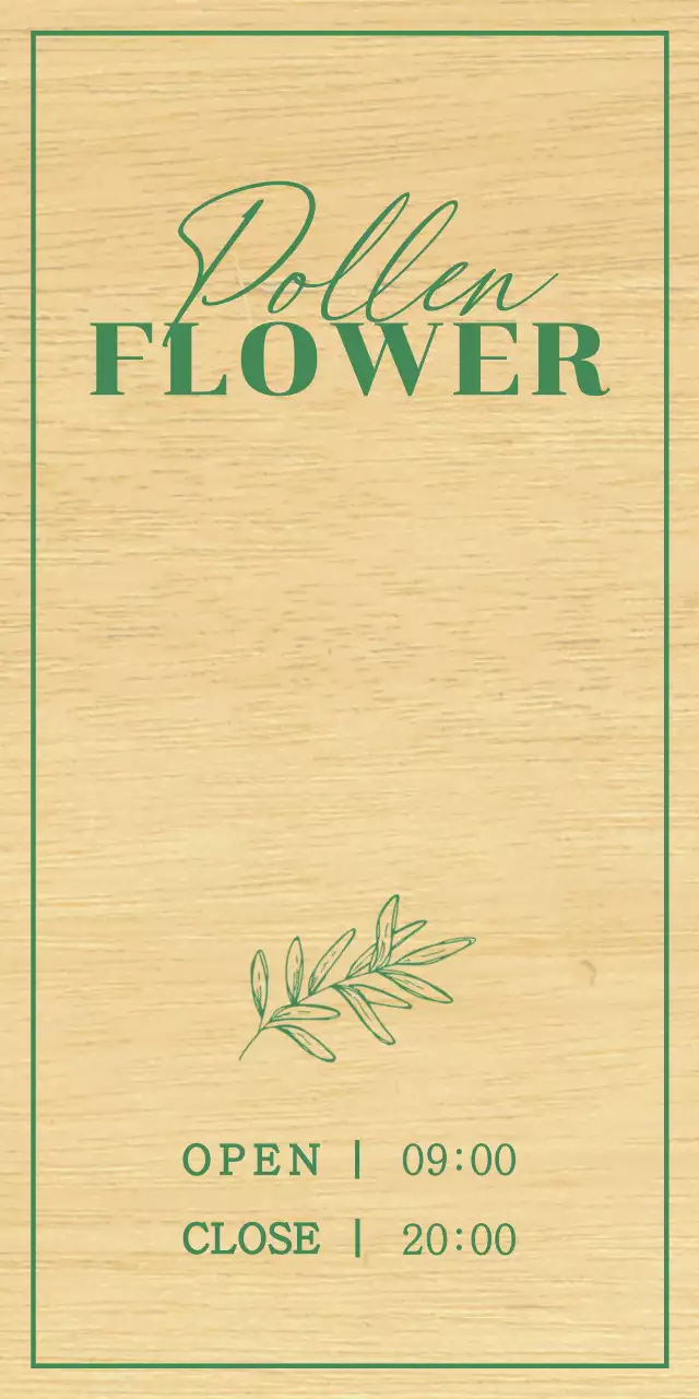 녹색의 손 스케치 느낌의 식물 일러스트가 있는 꽃 가게 디자인