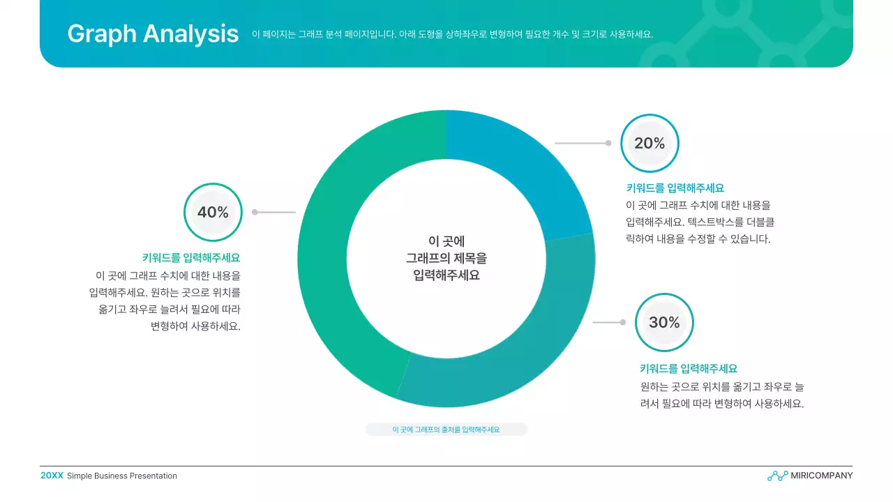 하늘색과 초록색의 심플한 그라데이션 비즈니스 발표자료