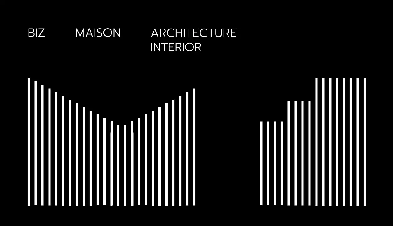 검은 배경 위로 흰색 선들이 돋보이는 도시적인 명함 스타일