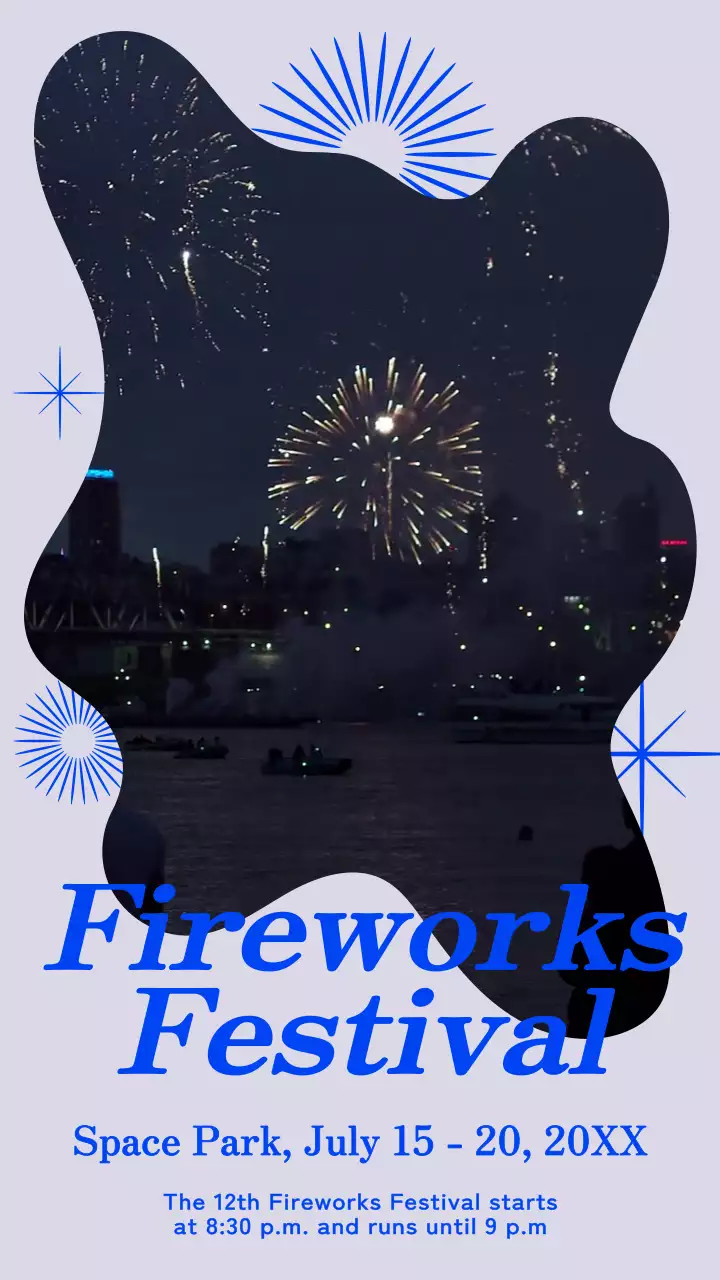 하늘색과 파란색의 콜라주 컨셉 불꽃축제 안내 