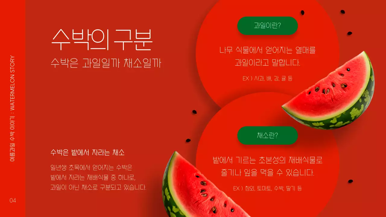 빨강과 초록색의 미니멀한 수박 농장 체험 홍보