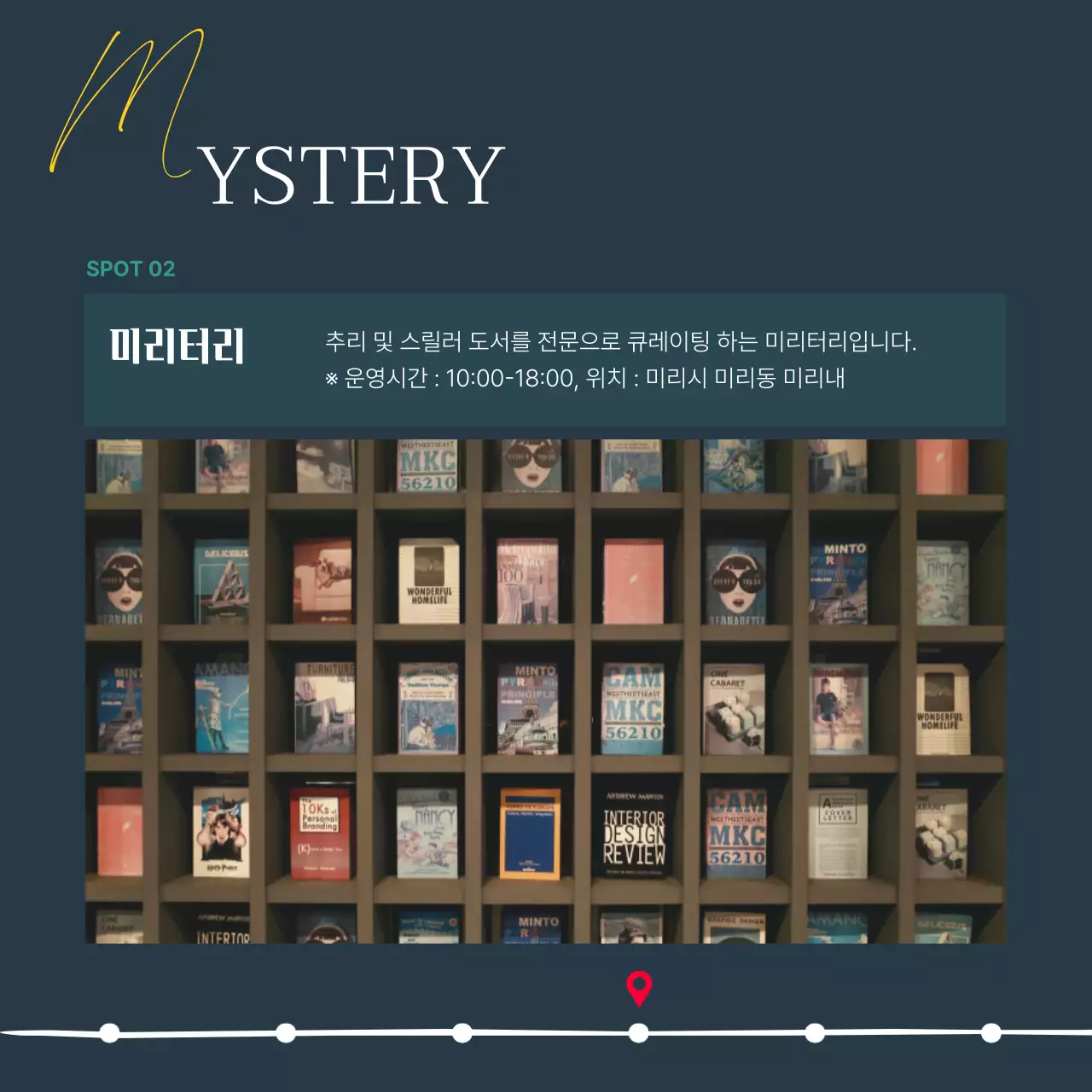 남색의 모던한 서점 가이드 게시글