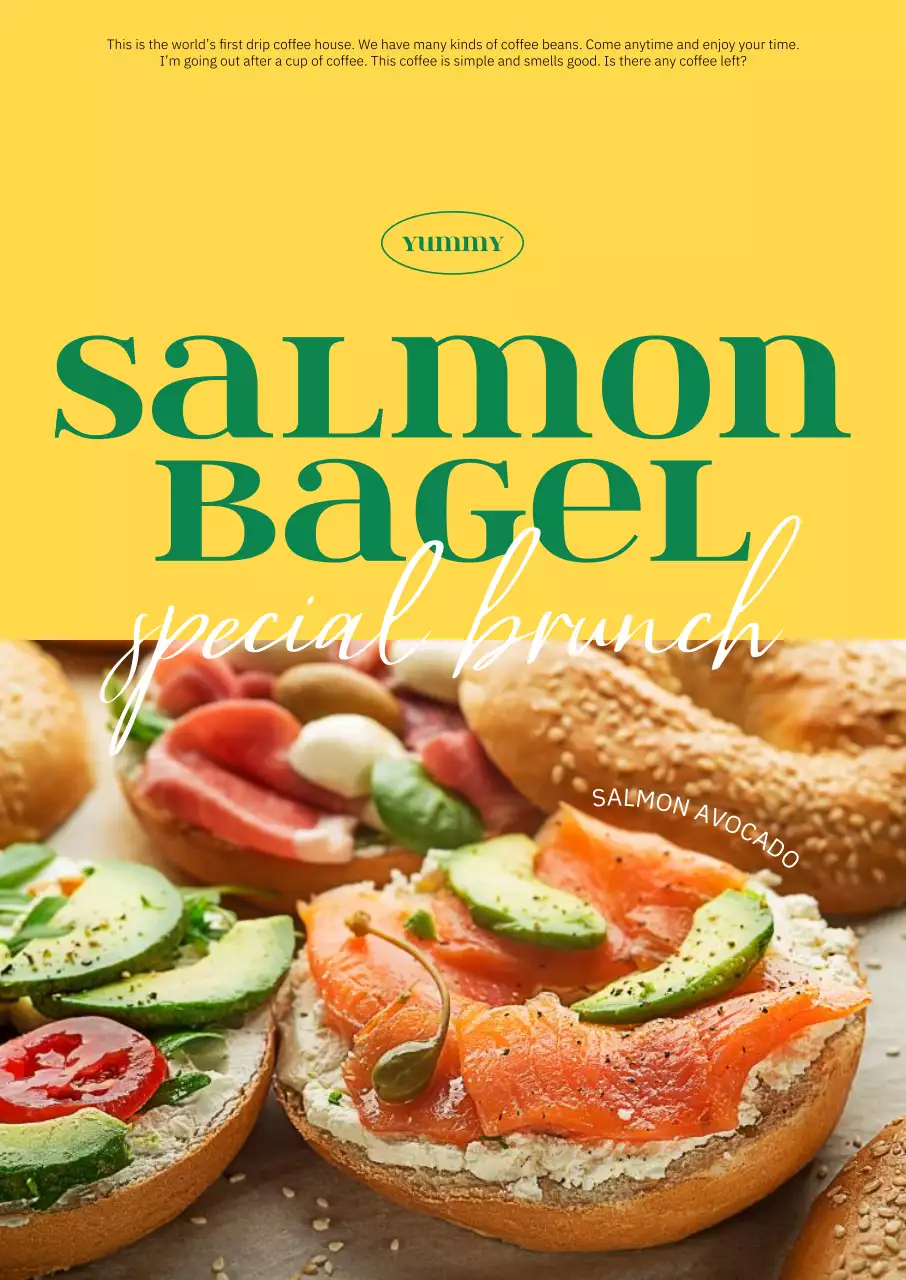 따뜻한 노랑 배경과 초록색 폰트로 포인트를 준 트렌디한 카페 인테리어