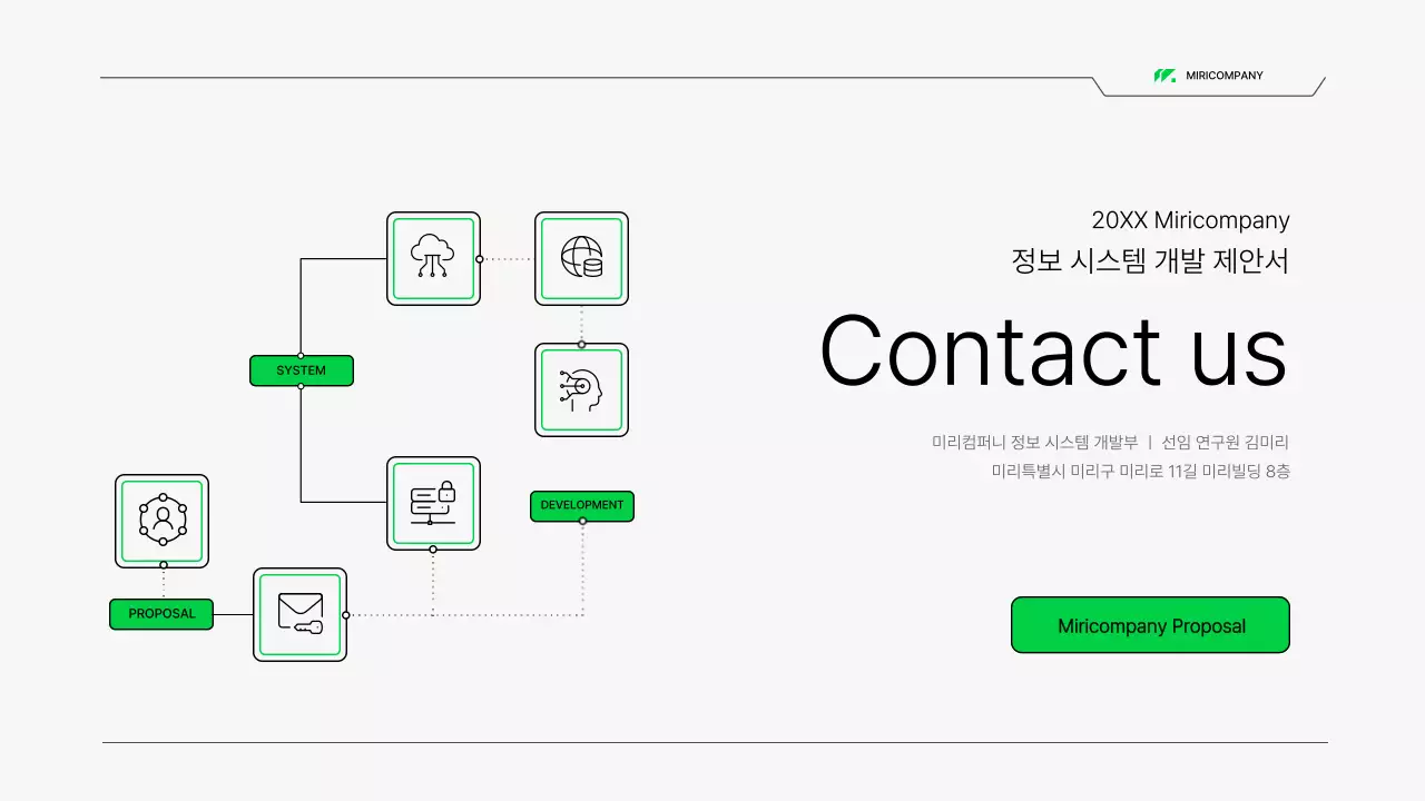 흰색과 녹색의 회로 컨셉 시스템 제안서 프레젠테이션 키트