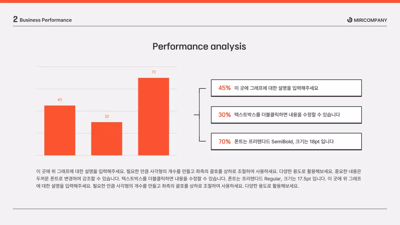 주황색과 회색의 비즈니스 보고서 발표자료