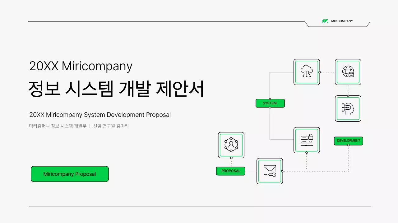흰색과 녹색의 회로 컨셉 시스템 제안서 프레젠테이션 키트