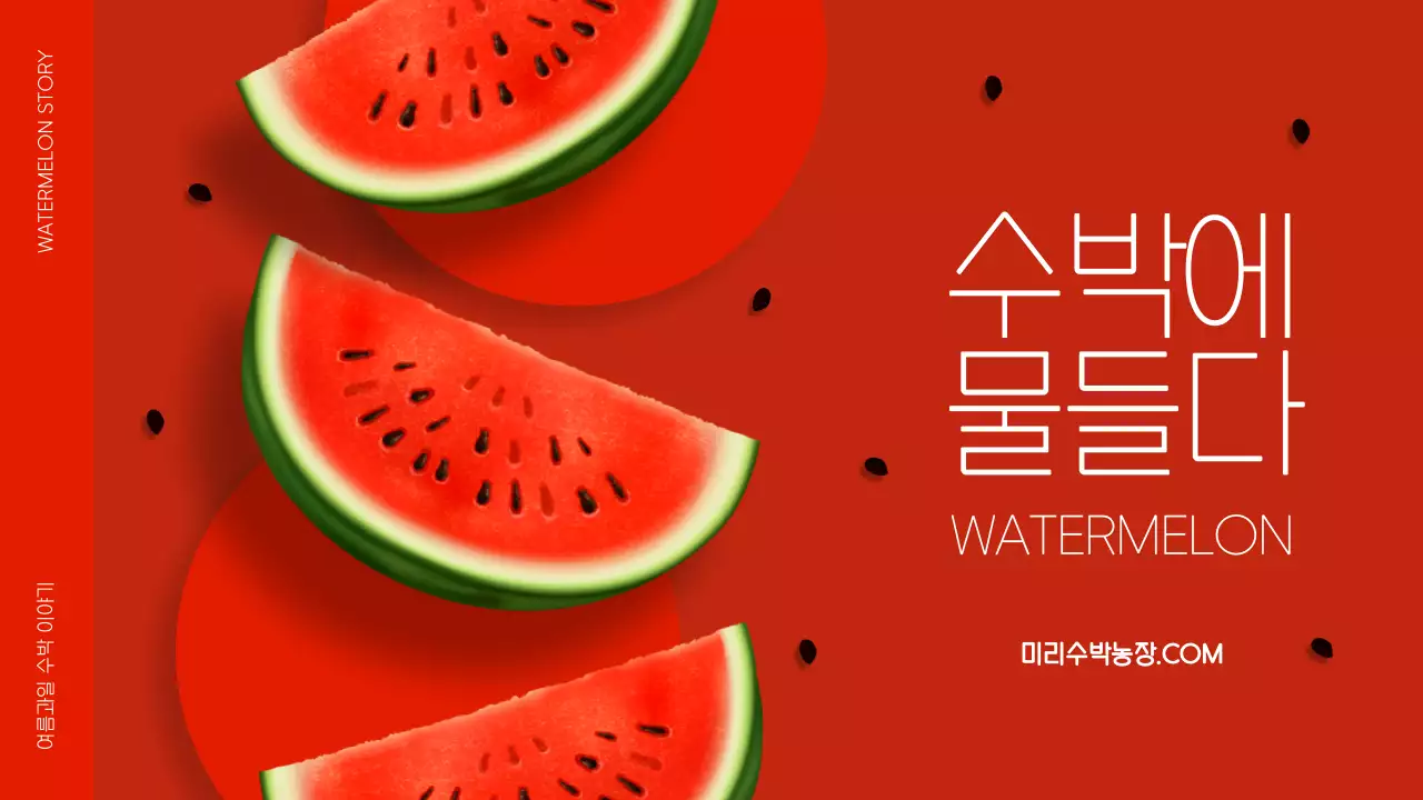 빨강과 초록색의 미니멀한 수박 농장 체험 홍보