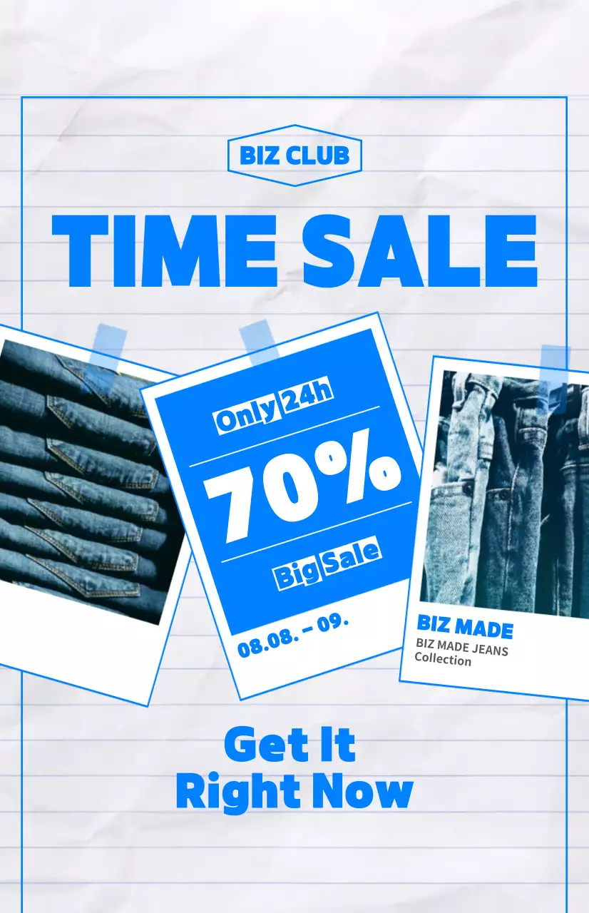 시원한 여름 느낌의 타임 세일 홍보 플래그