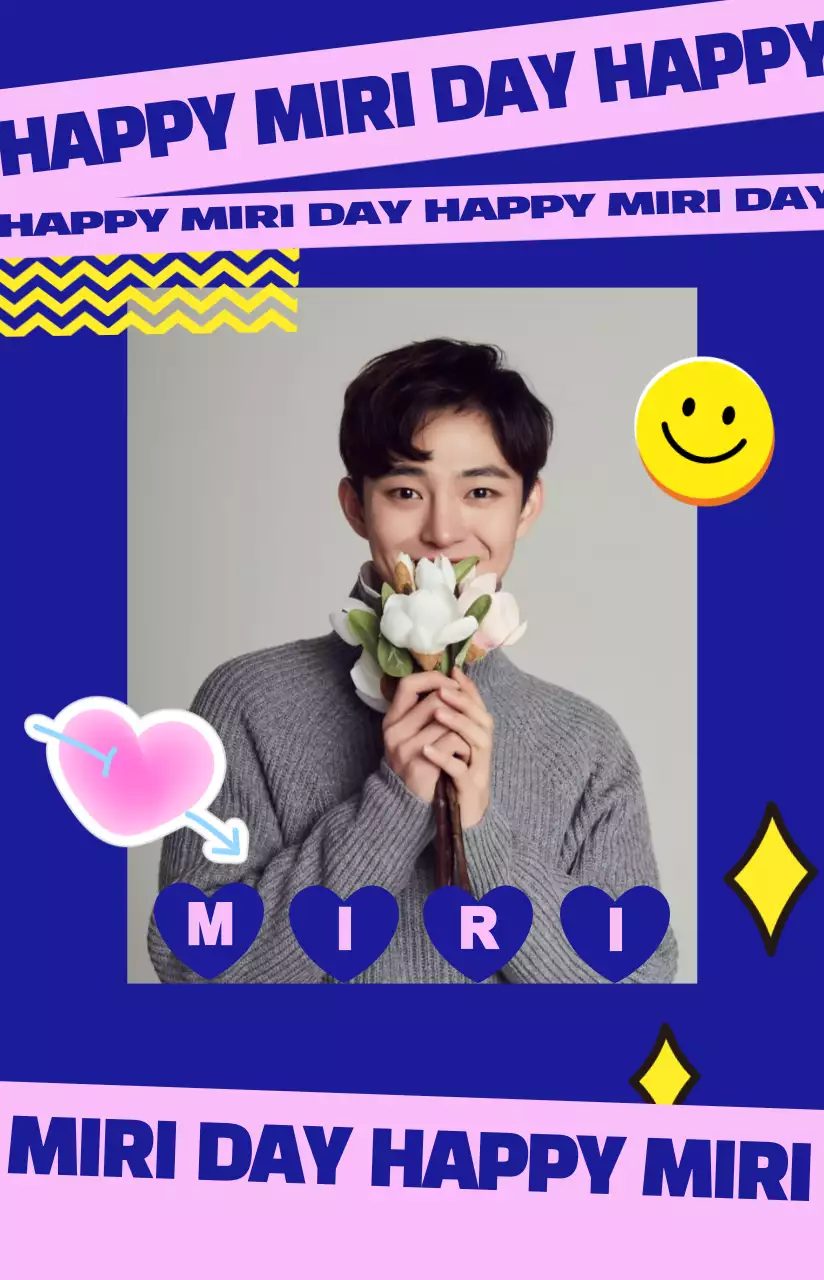 비비드한 색감의 블루와 분홍색 다이어리 배경과 귀여운 스티커