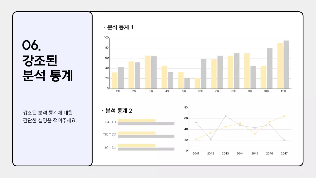 하늘색과 노랑색 파스텔톤의 심플한 성과보고서 발표자료