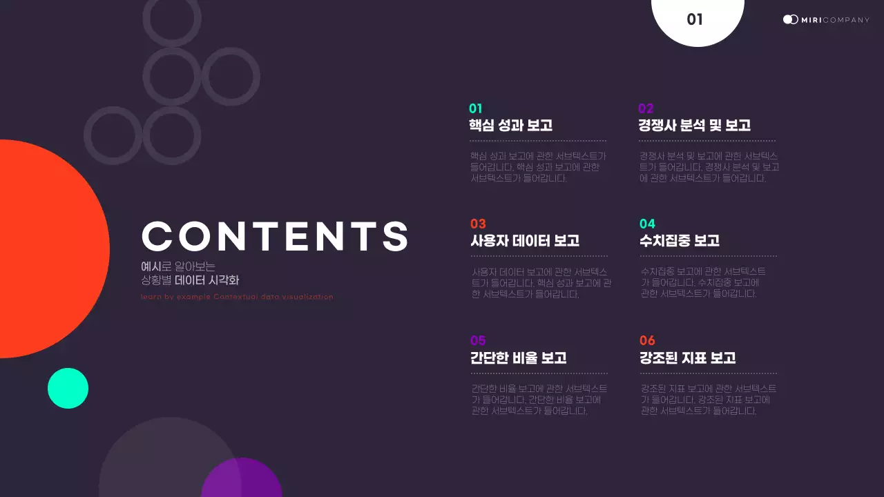 남색의 깔끔한 그래픽요소를 활용한 발표자료