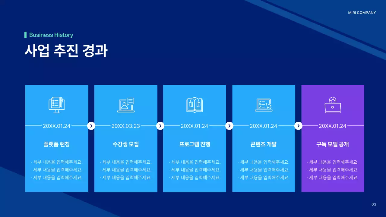 파랑과 민트의 심플한 성과공유회 보고서