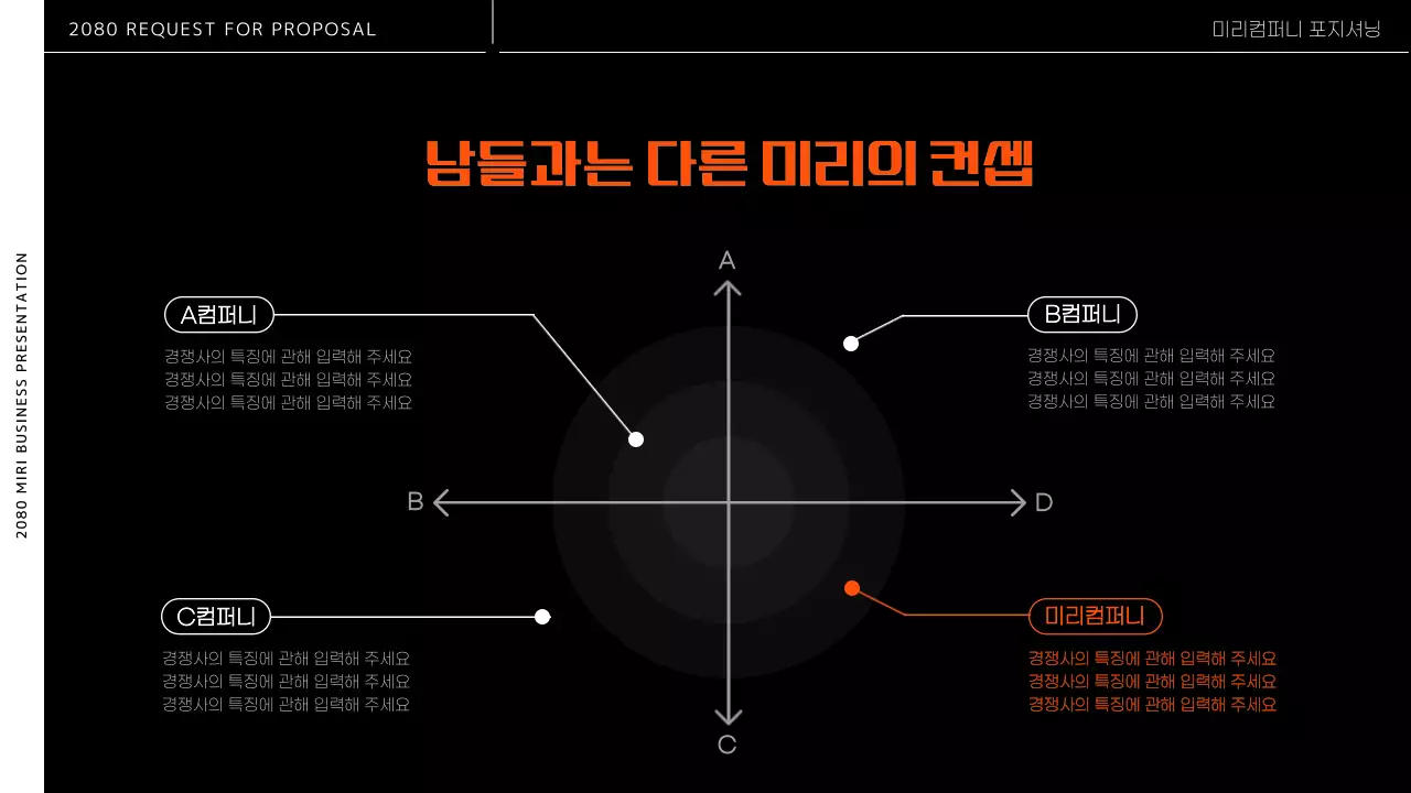 검정색과 주황색의 모던한 비즈니스 PT용 제안서