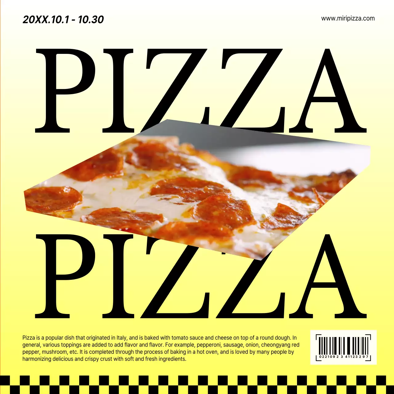 노란색의 심플한 피자 홍보