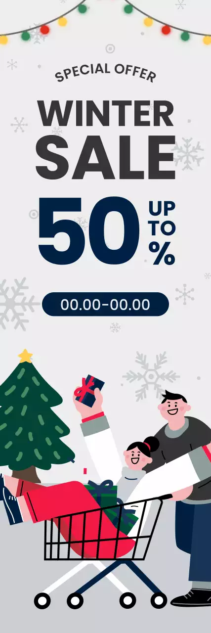 회색과 네이비의 아기자기한 겨울느낌이 나는 세일 이벤트 안내