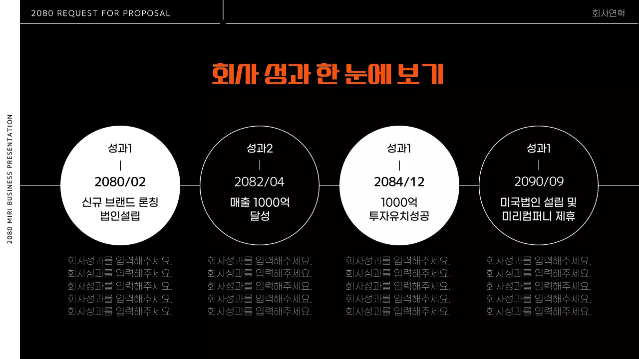 검정색과 주황색의 모던한 비즈니스 PT용 제안서