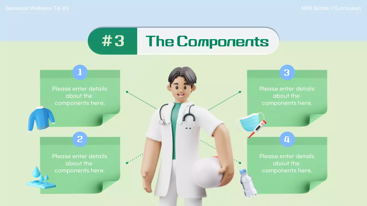 연두색과 하늘색을 메인으로 한 3d 일러스트가 있는 환절기 건강관리 개념소개