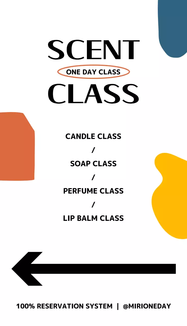 알록달록한 색상의 도형이 있는 원데이 클레스 위치 안내용 디자인