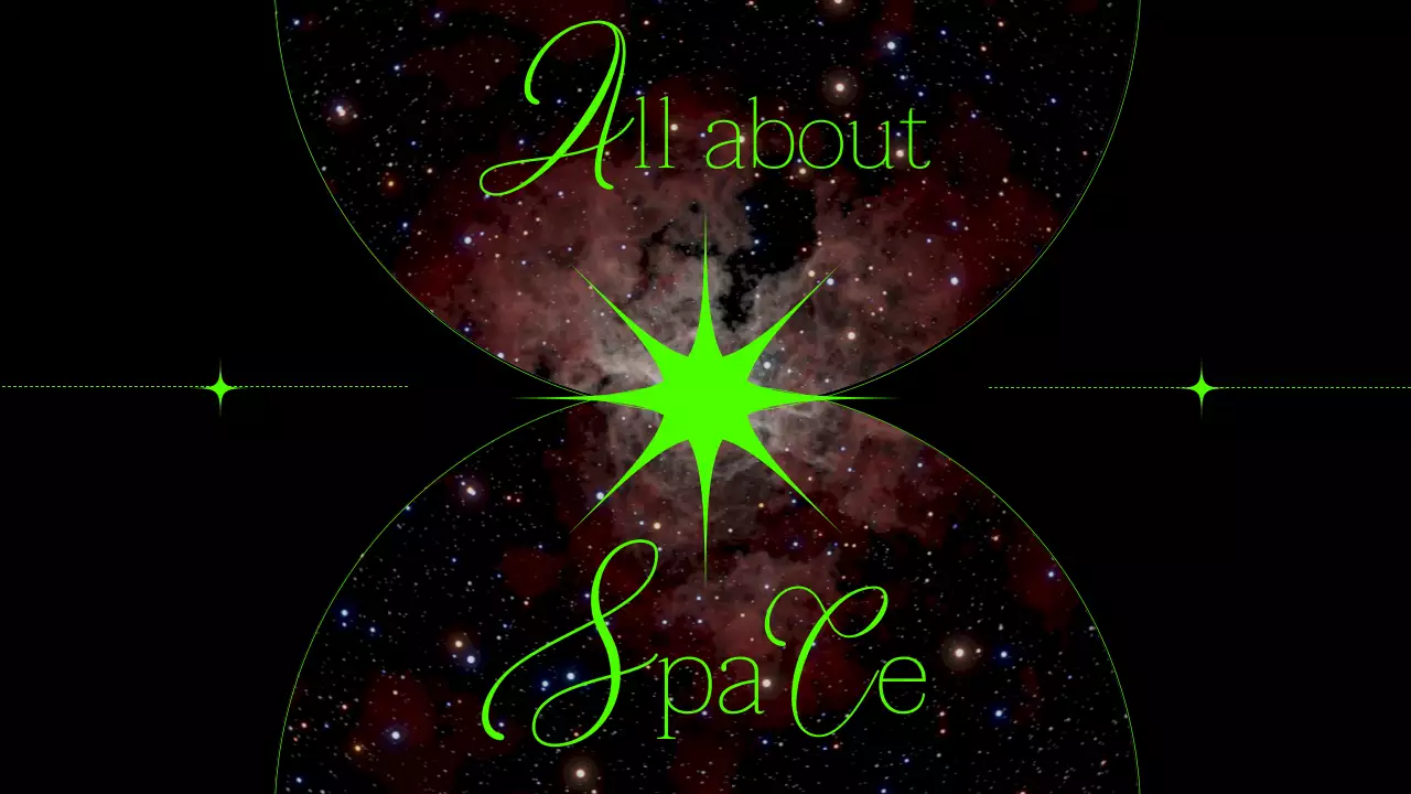 미래적인 네온 연두의 라인 도형이 강조된 필기체 레터링 우주 유튜브 인트로