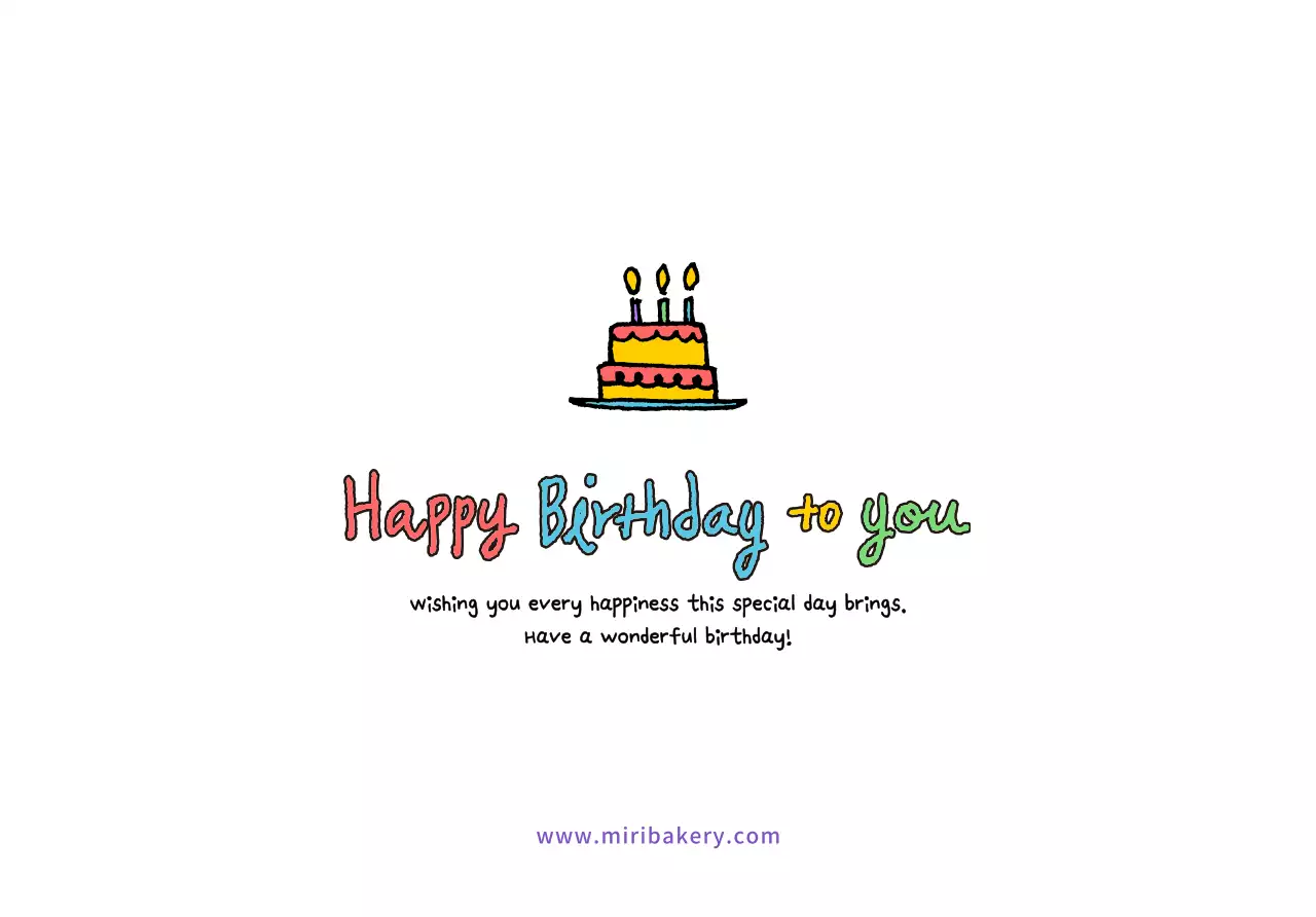 다채로운 색의 핸드 드로잉 컨셉의 케이크 일러스트가 있는 생일 축하 기념용