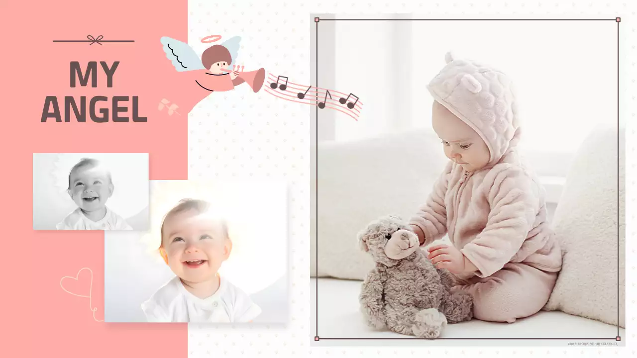 베이지색의 프레임 형식의 러블리한 돌잔치 오프닝 영상