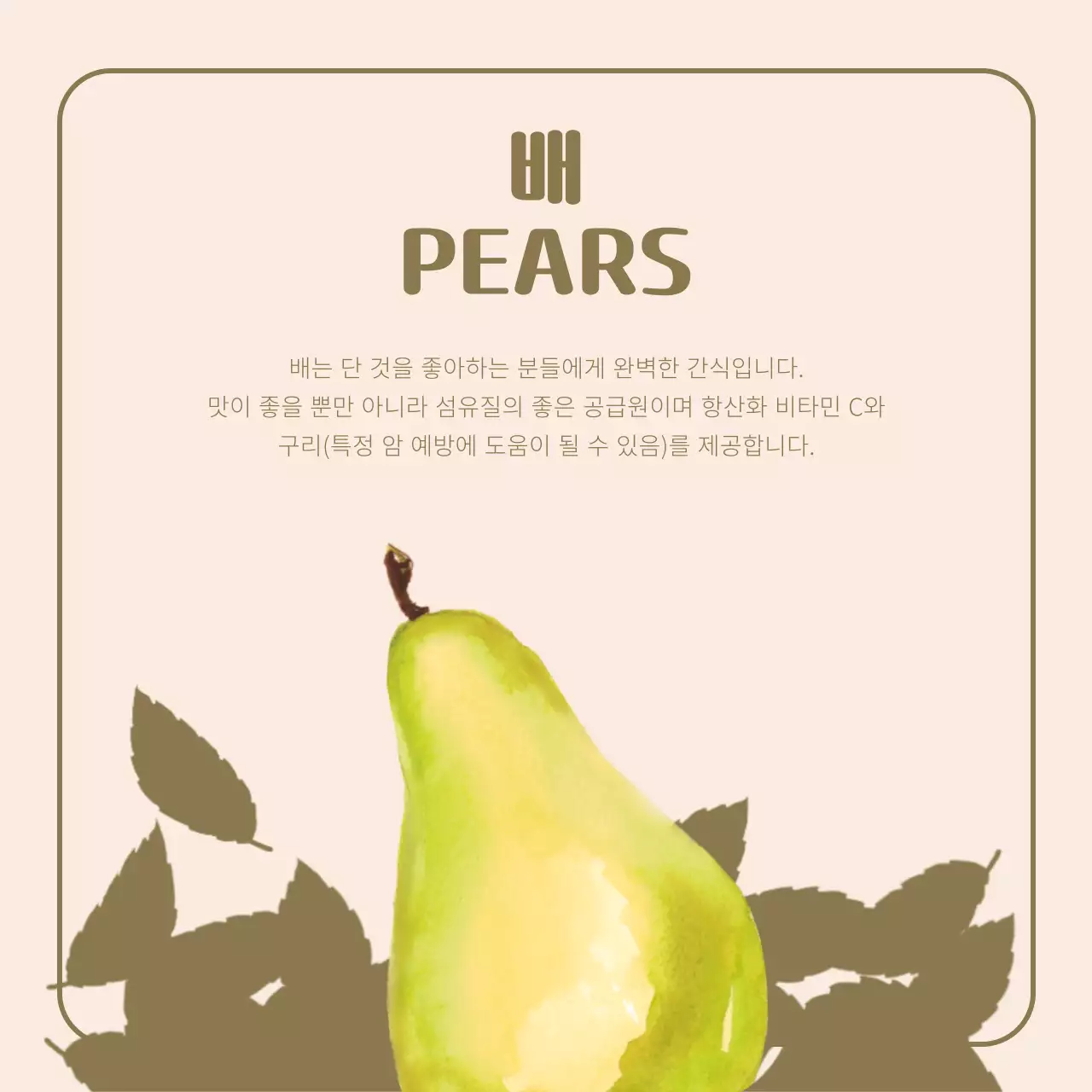 주황색과 베이지의 빈티지 제철과일 홍보