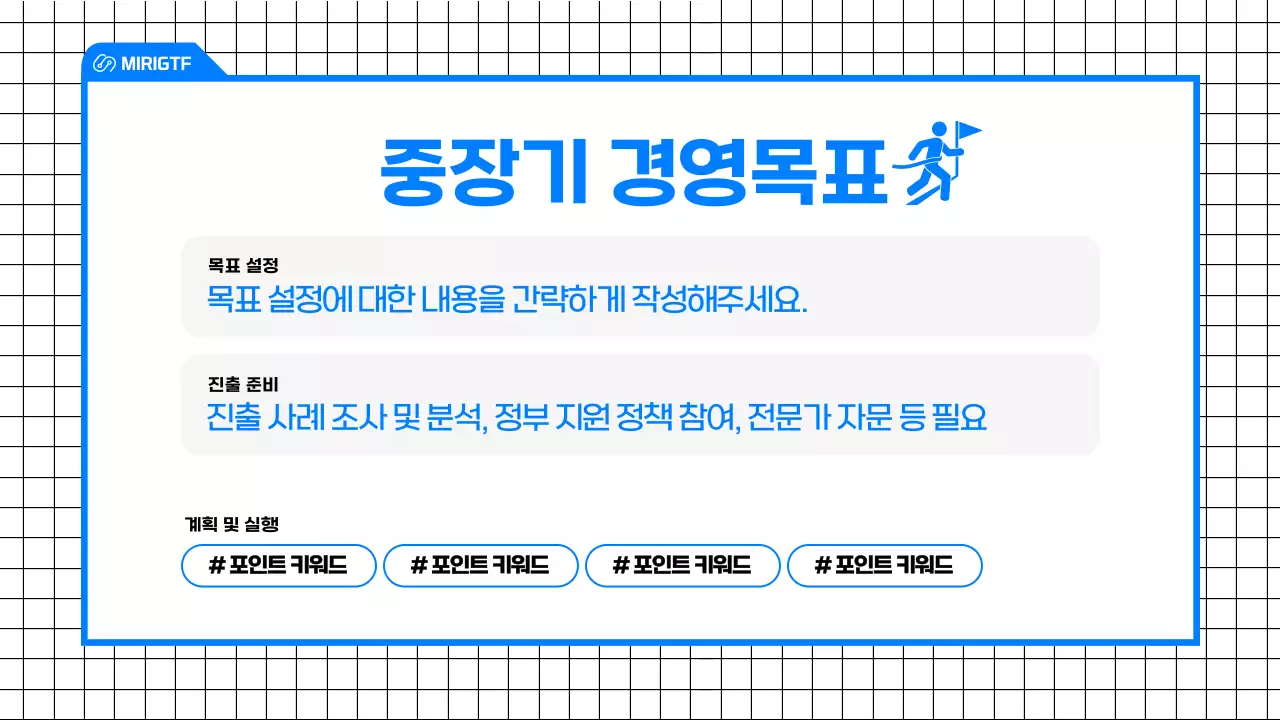 파랑의 심플한 컨셉의 글로벌 진출 시장 전략 발표자료