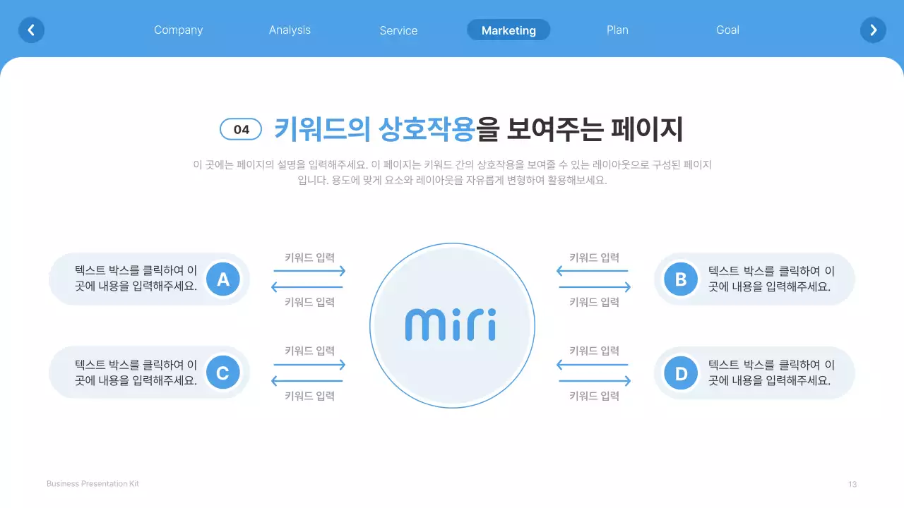 흰색과 하늘색의 심플한 웹사이트 회사소개서