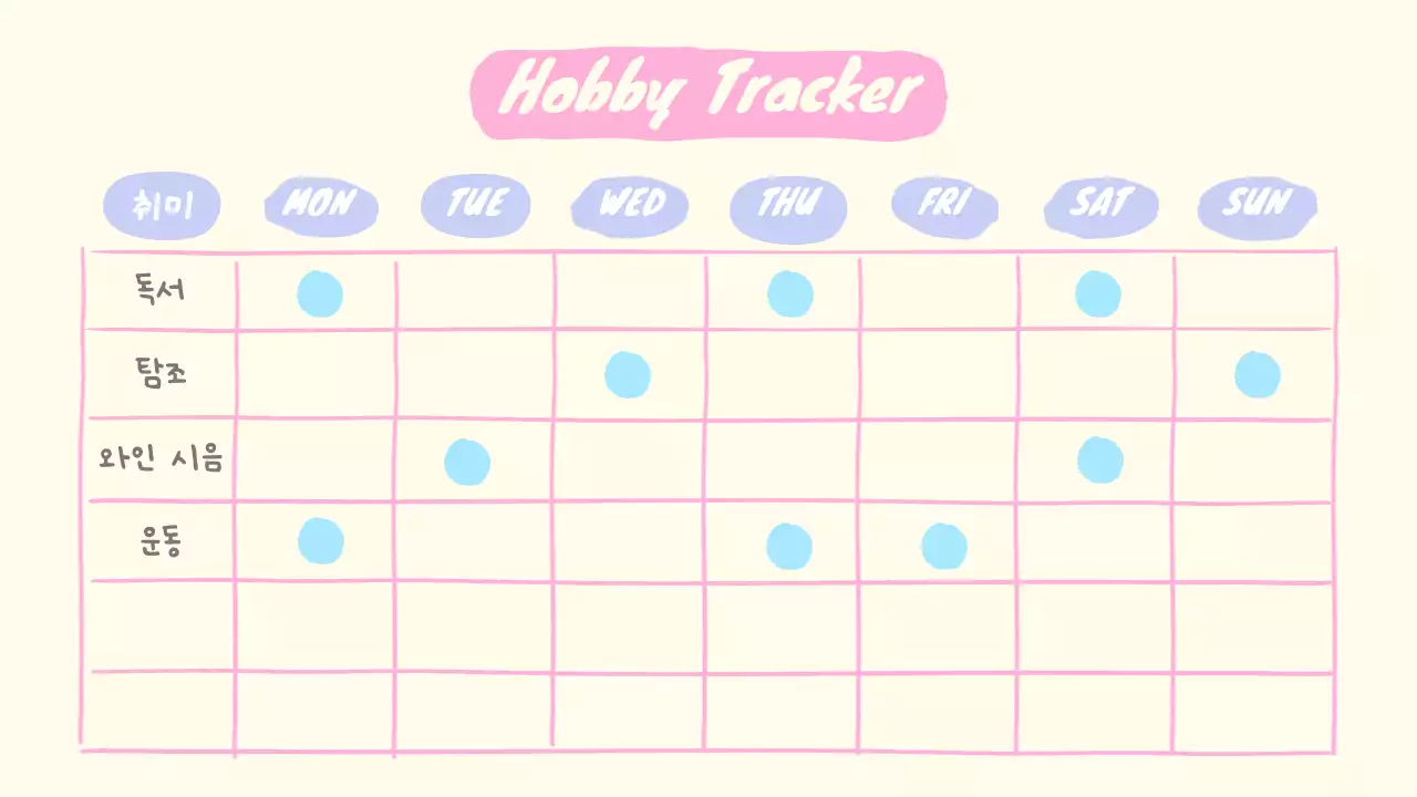 핑크와 아이보리의 키치한 취미 기록 계획서
