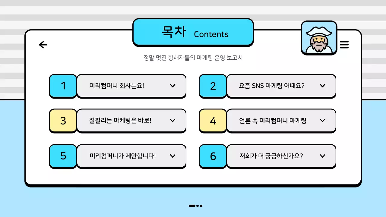 파랑색과 노랑색의 마린 바다 컨셉 마케팅 운영 보고서