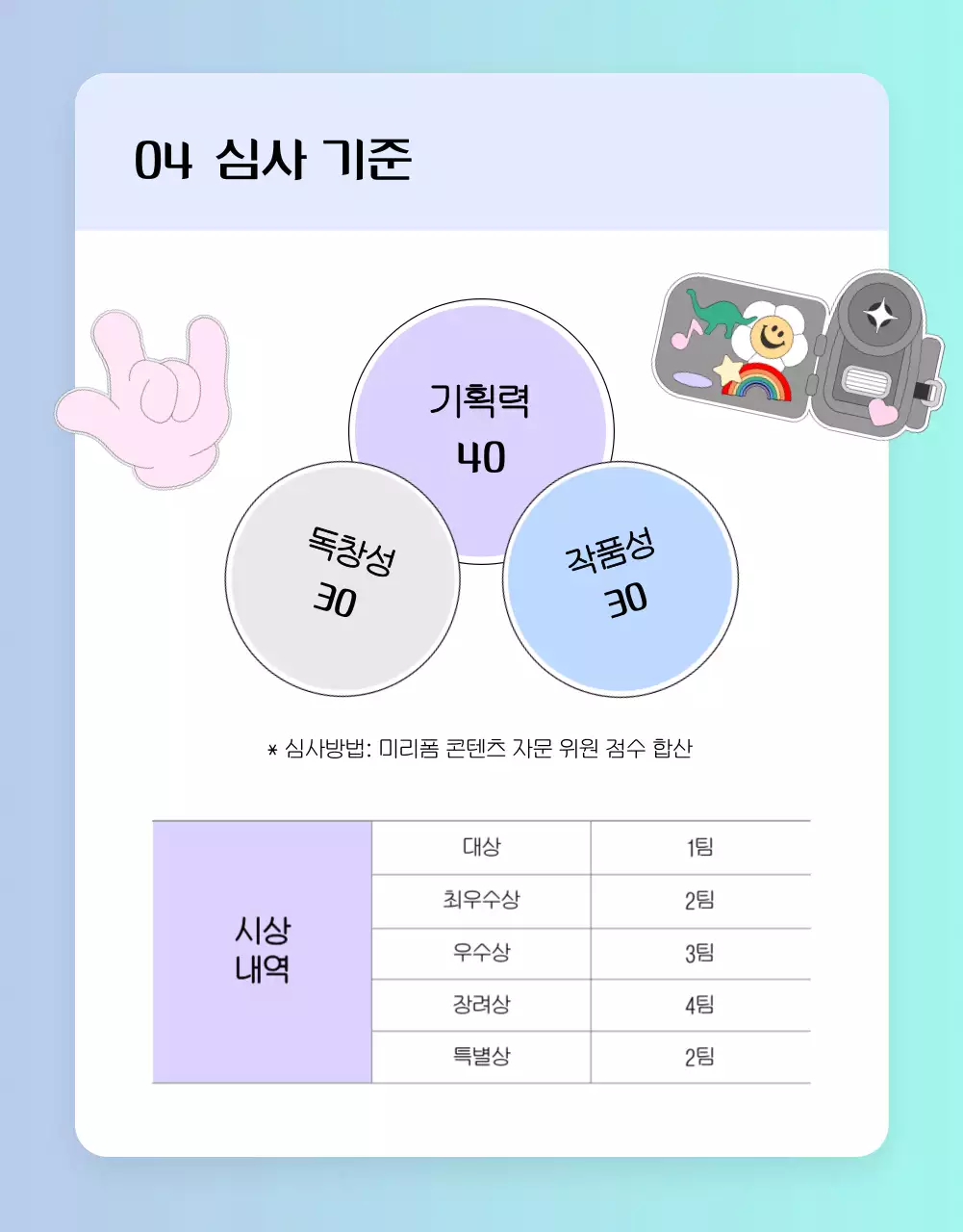 연보라색과 하늘색의 키치한 숏폼 필름 콘테스트 공모전 안내서