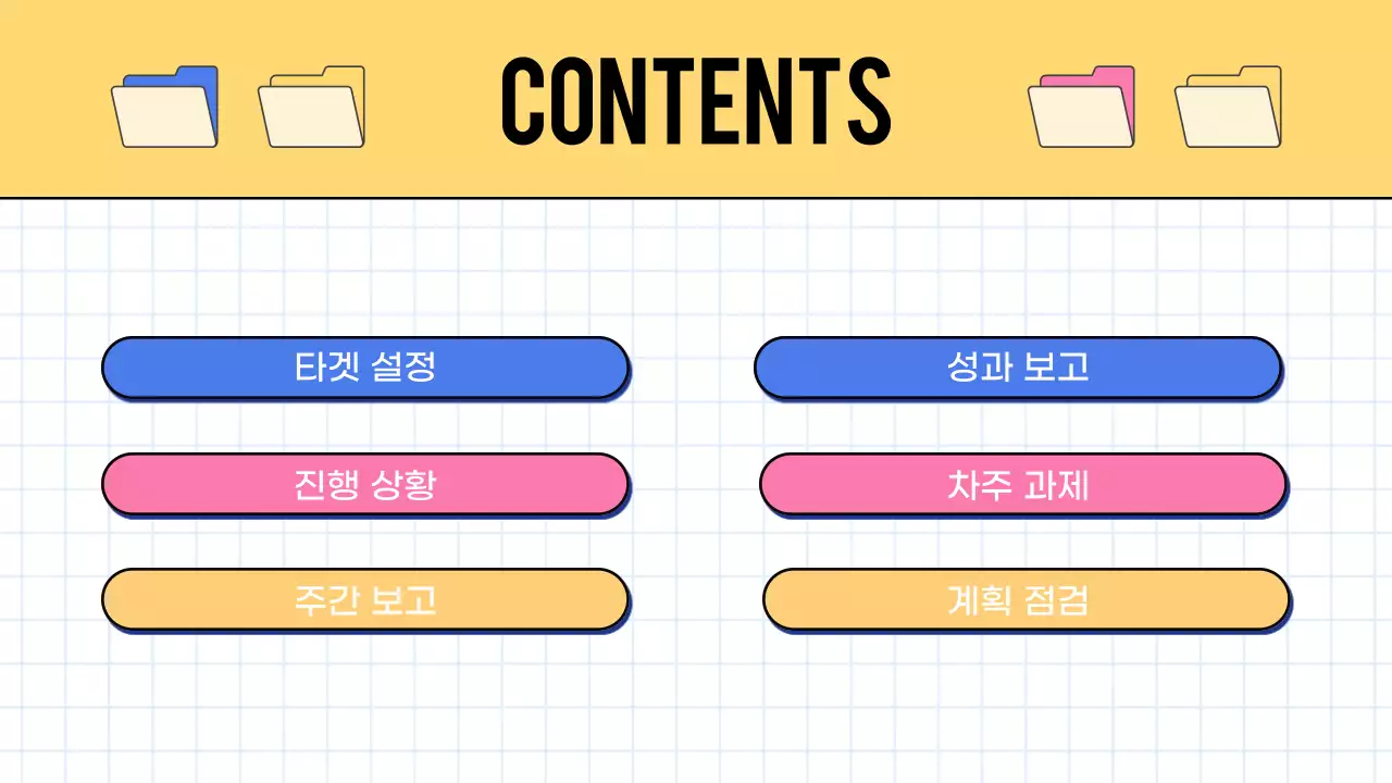 노랑색과 흰색의 트렌드한 마케팅 회의록 보고서