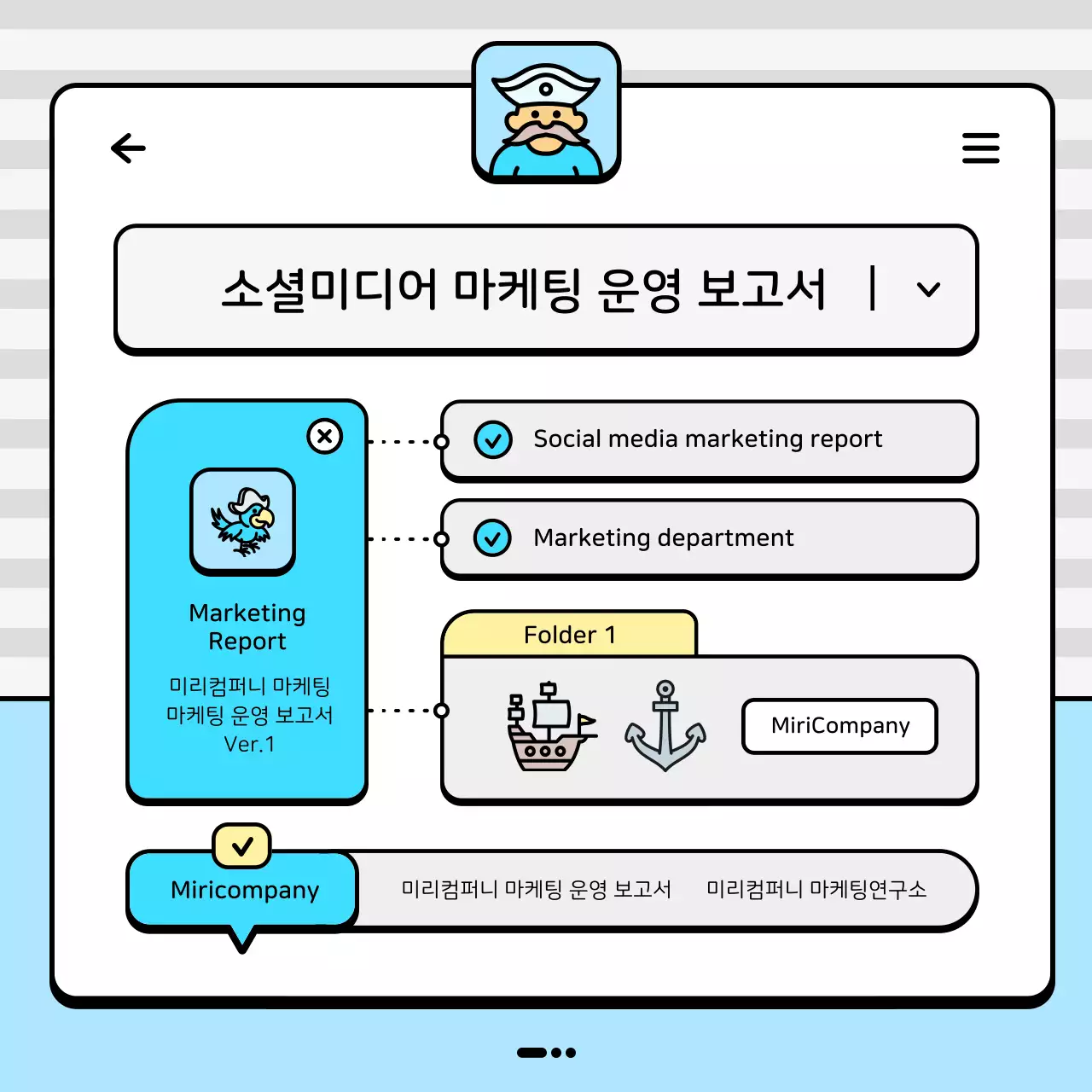 파랑색과 노랑색의 마린 바다 컨셉 마케팅 운영 보고서