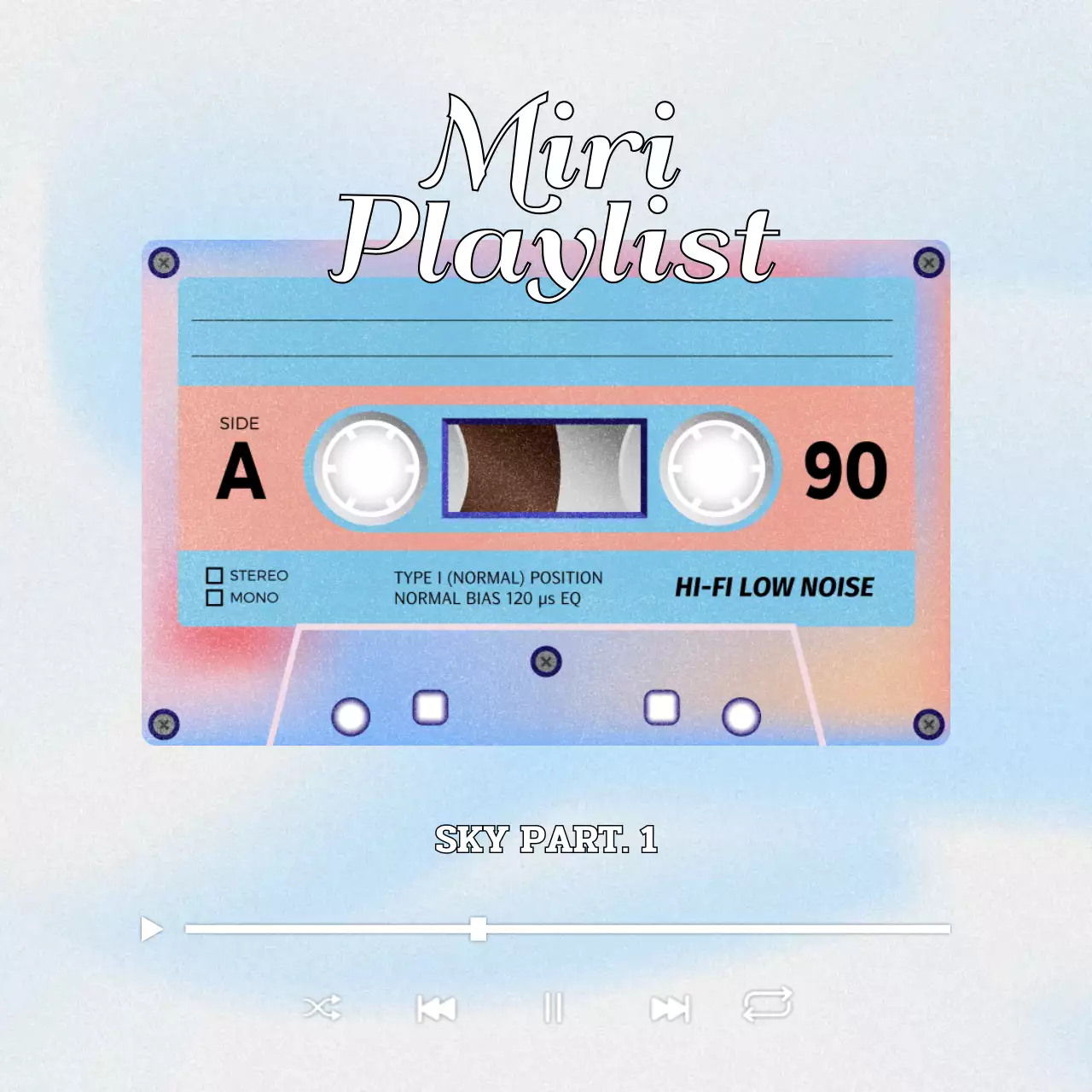 하늘색 핑크색 흰색 귀여운 카세트 테이프 컨셉의 플레이리스트 