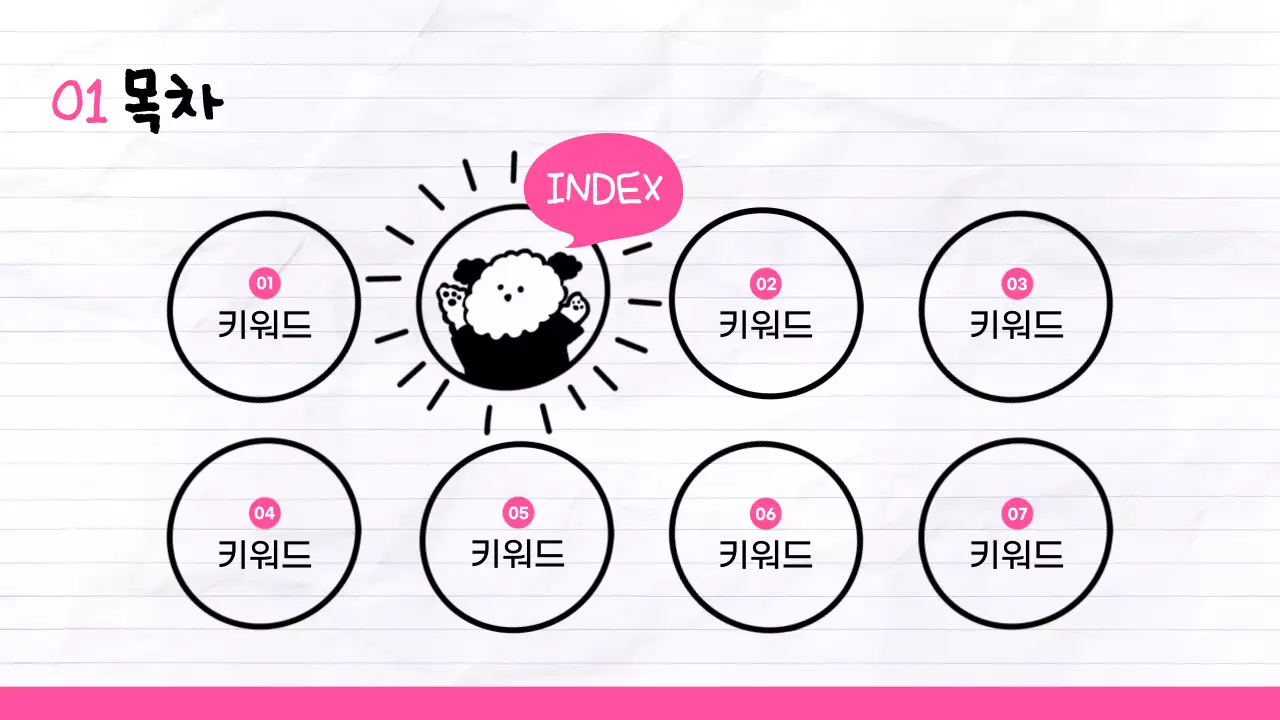 귀여운 강아지 일러스트가 설명하는 핑크색 포인트 개념안내 페이지