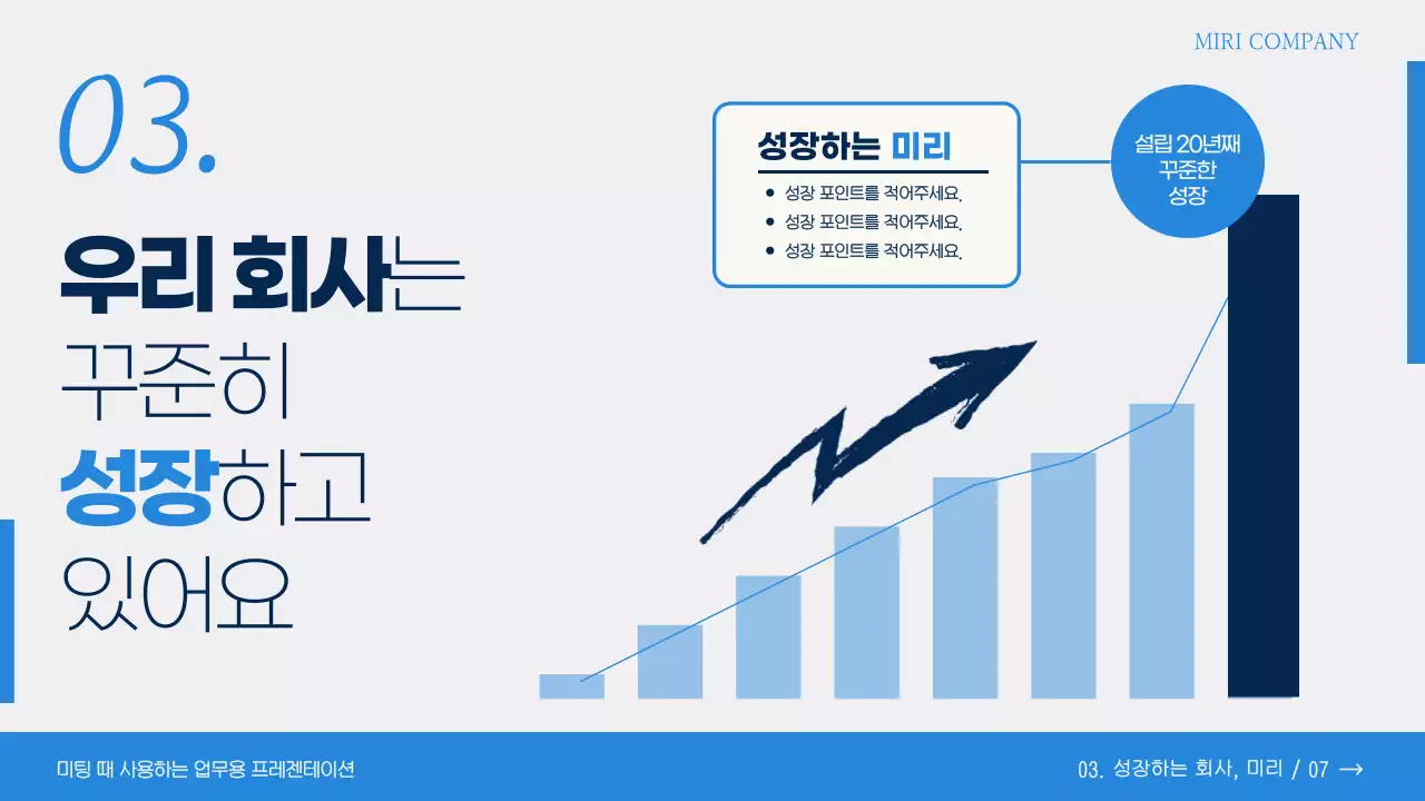 파랑과 흰색의 모던한 미팅용 보고서