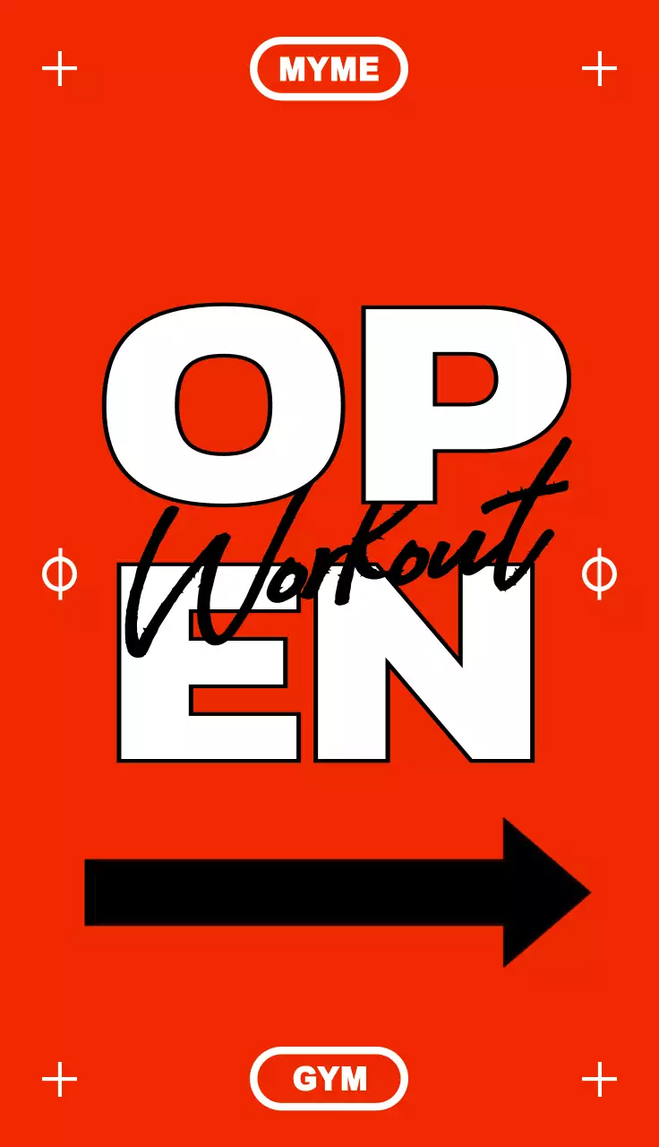 빨간색과 검정색의 헬스장 홍보 및 오픈 정보가 적힌 힙한 컨셉의 디자인