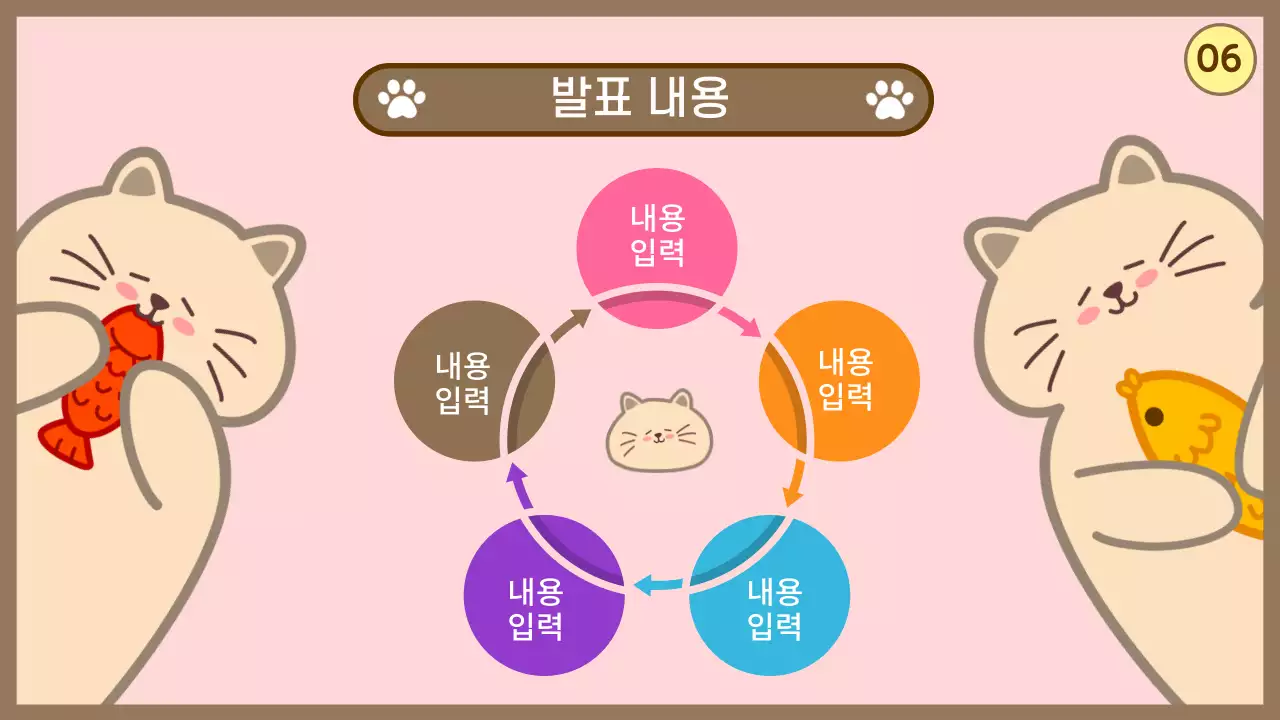 귀여운 고양이 프레젠테이션 - 핑크 컬러