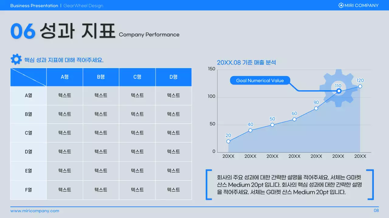 파랑과 회색의 심플한 톱니바퀴 요소를 활용한 사업 계획서