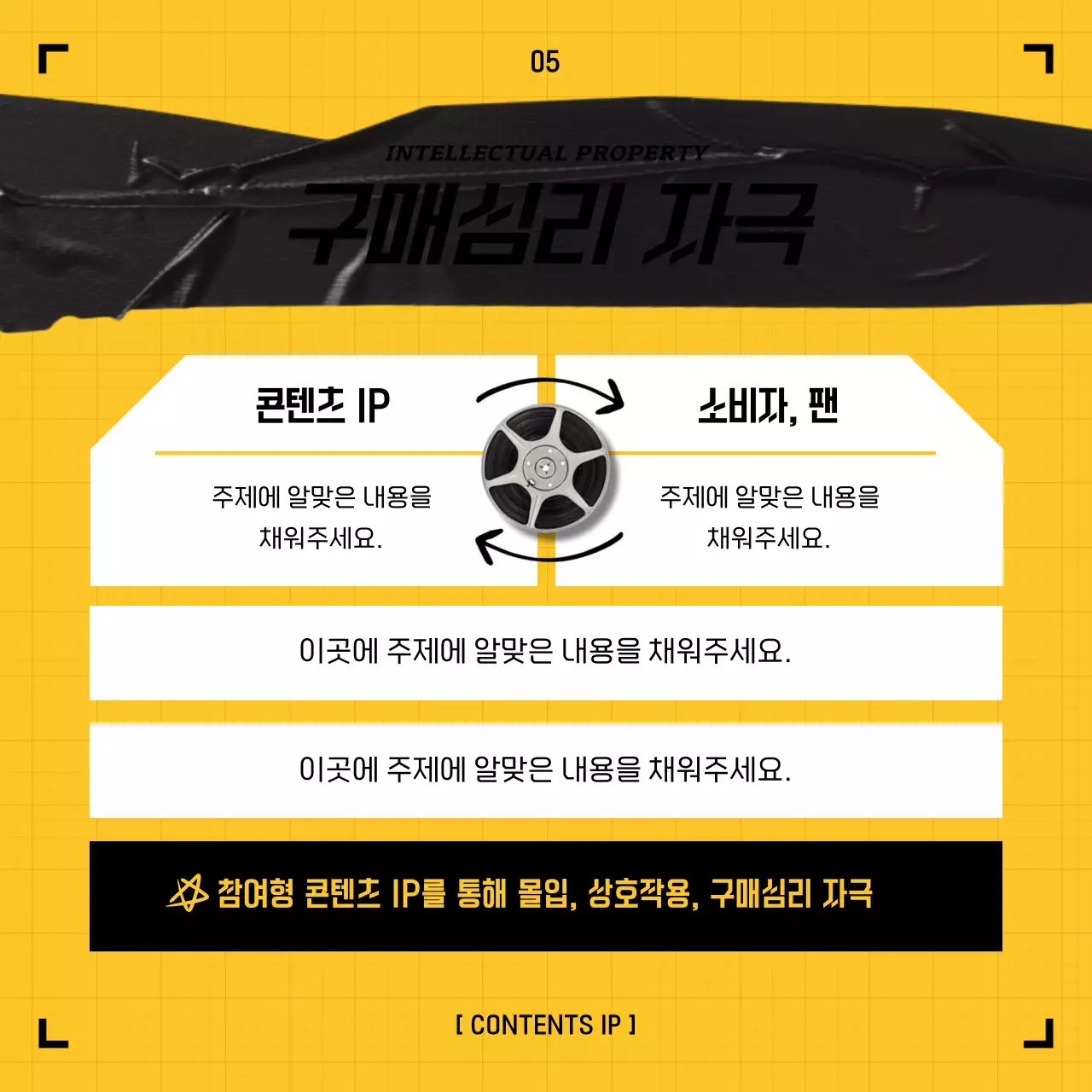 노란색과 검정색의 비디오테이프 컨셉 IP 저작권