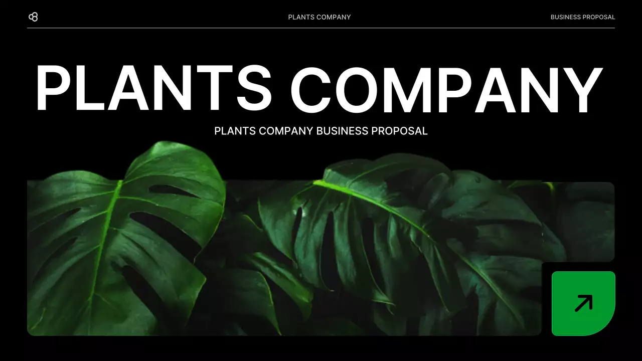 검정색과 녹색 자연 잎 컨셉의 비즈니스 사업 제안서