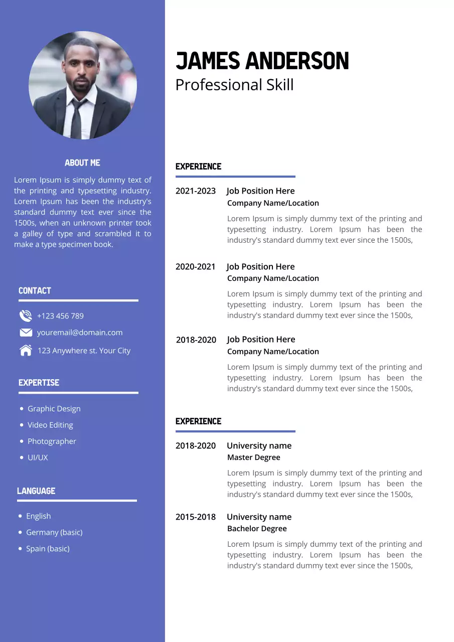 흑백 전문 이력서 이력서