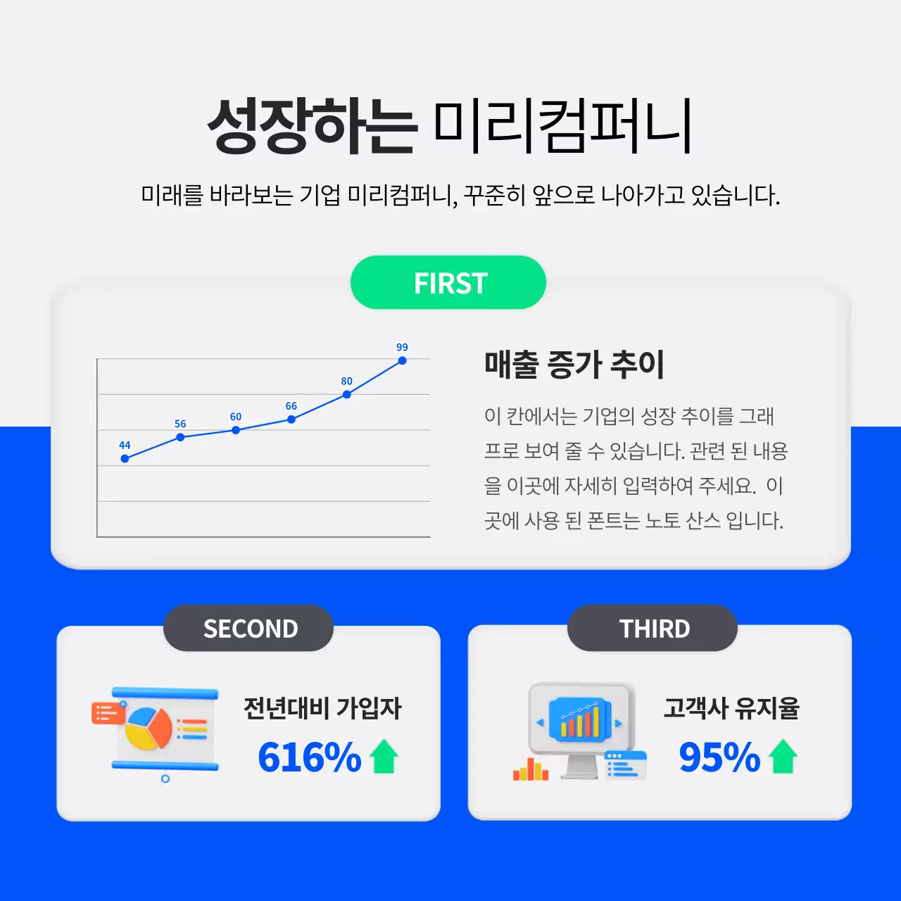 파랑과 초록색의 단순한 비즈니스 회사소개서