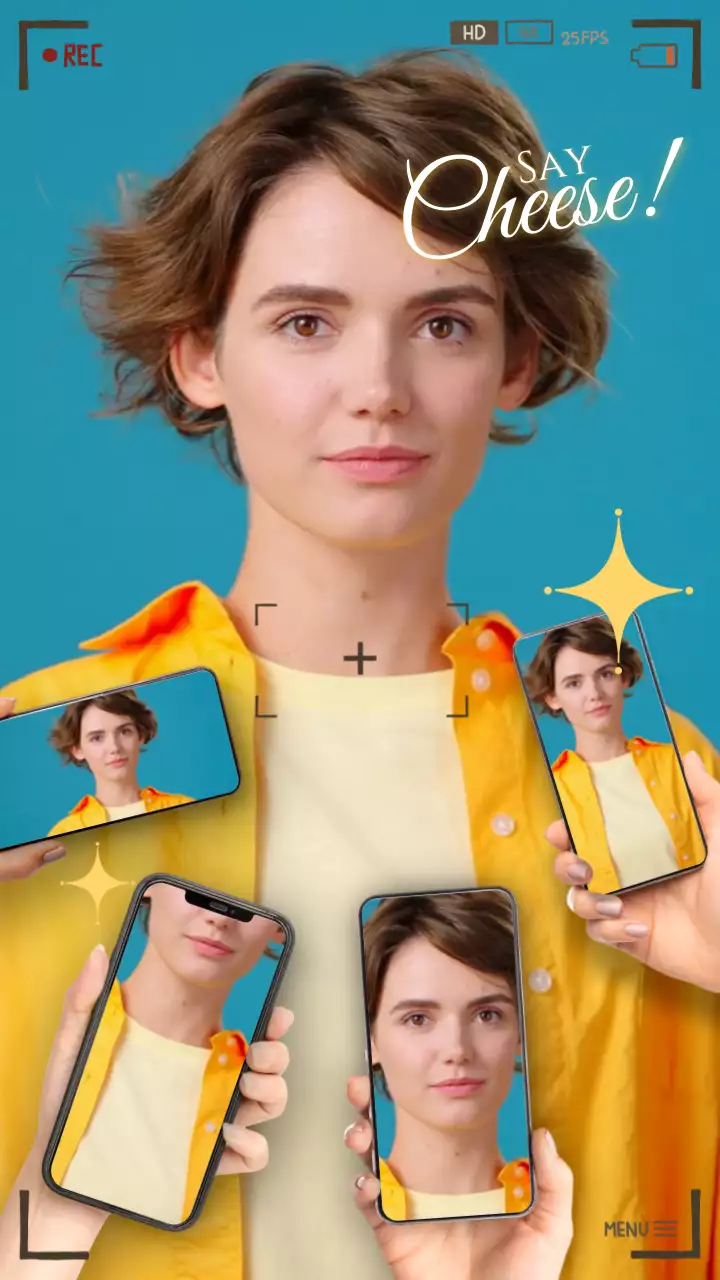 파랑 노랑 흑백 인물 다각도 촬영 컨셉의 홍보용