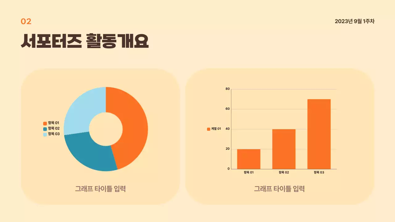 베이지 브라운 블루톤의 따뜻한 느낌의 차트 프레젠테이션 템플릿