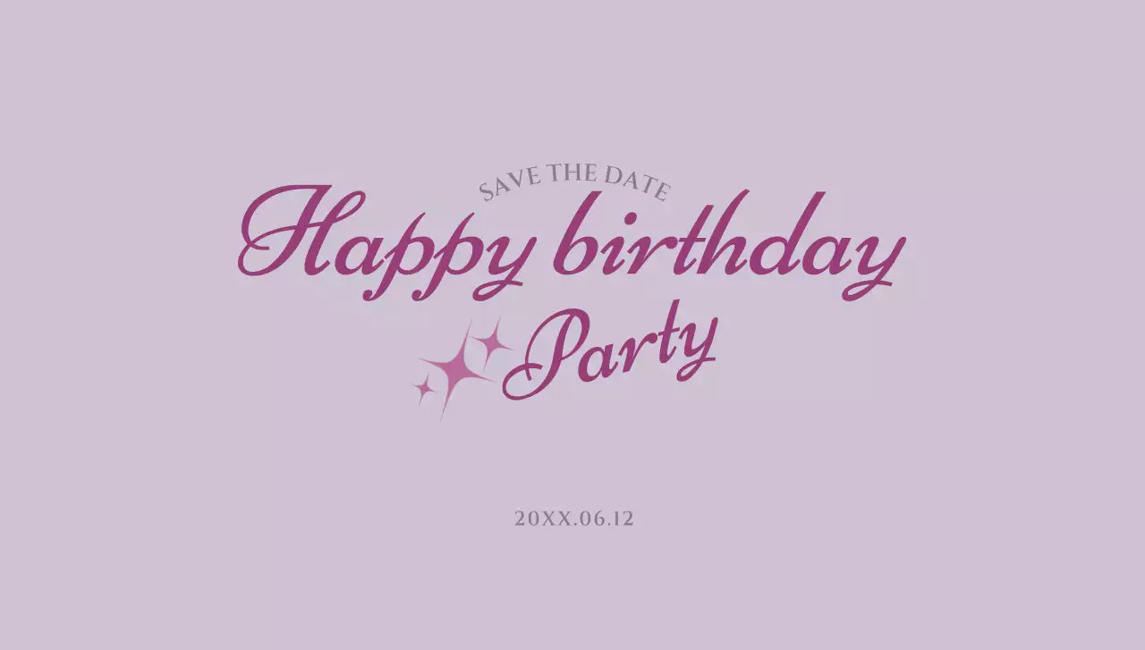 텍스트와 별 일러스트로 이루어진 심플한 생일 엽서봉투