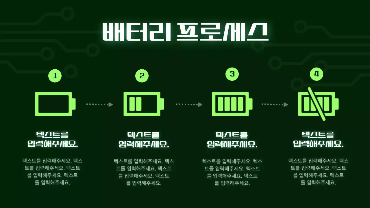 연두색 포인트의 사이버 스타일 배터리 발표자료