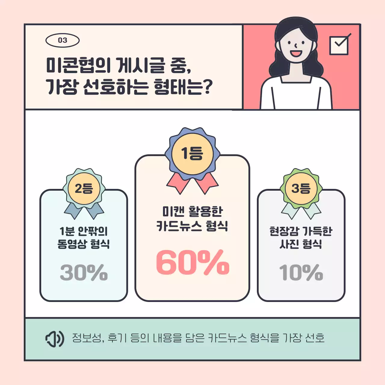 분홍 노랑 귀여운 일러스트를 활용한 깔끔한 설문조사