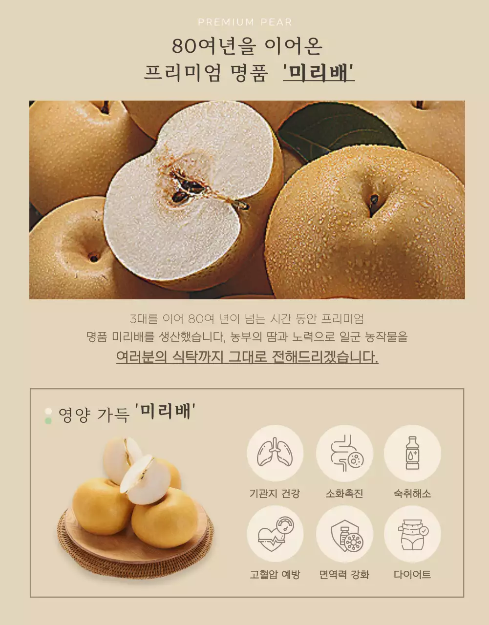 아이보리 컬러의 깔끔하고 심플한 배 추석 선물세트